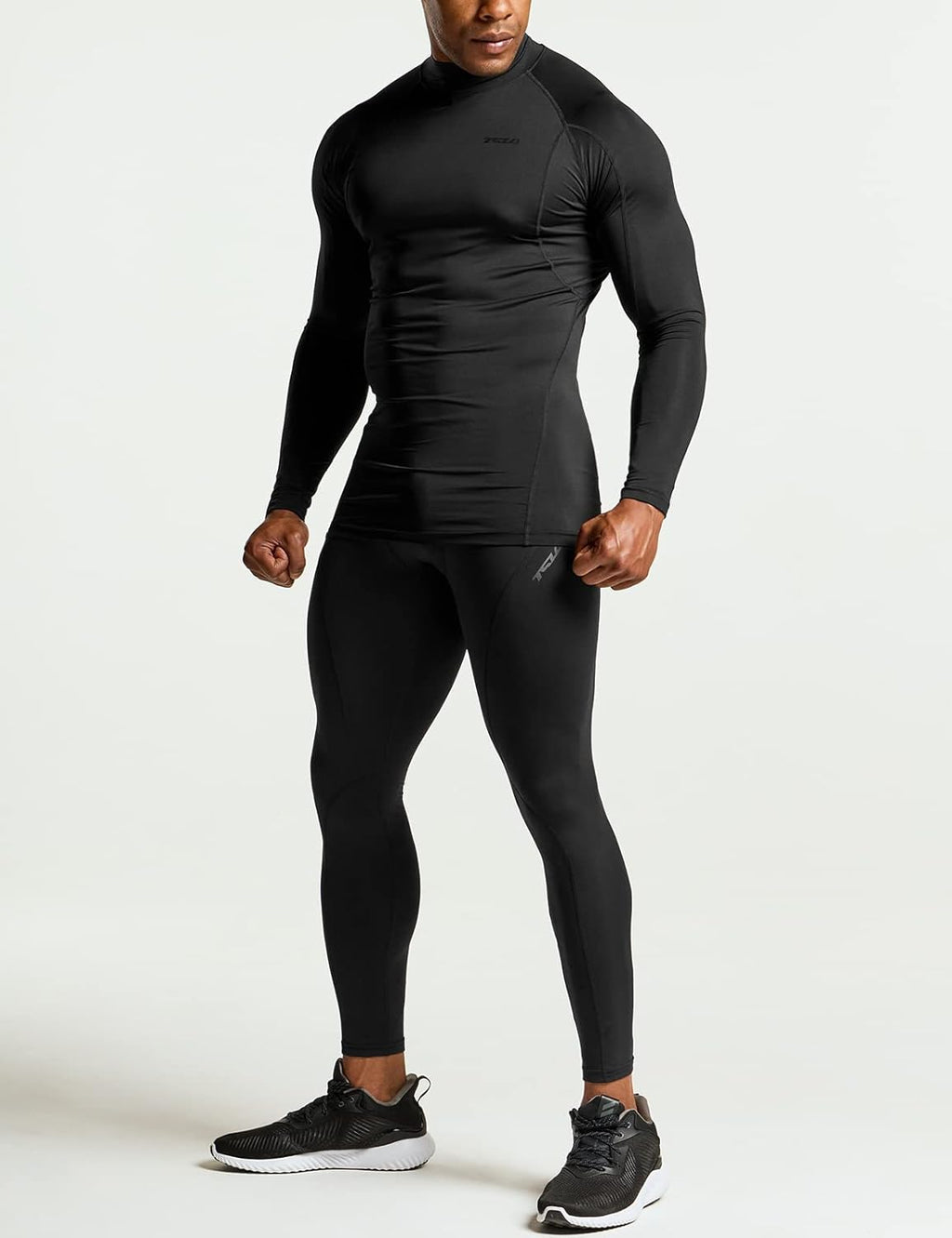 Men'S UPF 50+ Mock Long Sleeve Compression Shirts, Athletic Workout Shirt, Base Layer for Water Sports