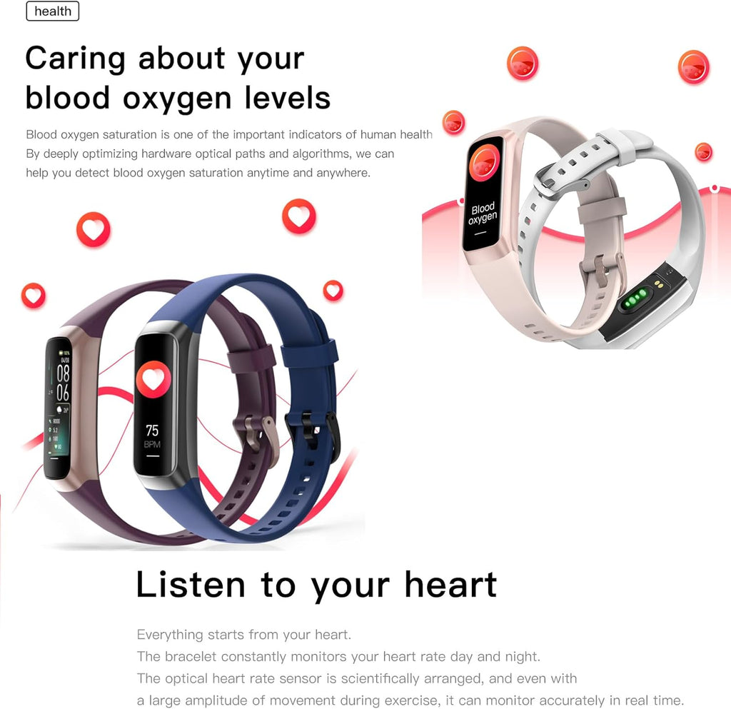 Elevate Your Fitness Journey with the Slim and Stylish C60 Health Tracker - 25 Sports Modes, Heart Rate & Blood Pressure Monitor, and IP68 Waterproof Design