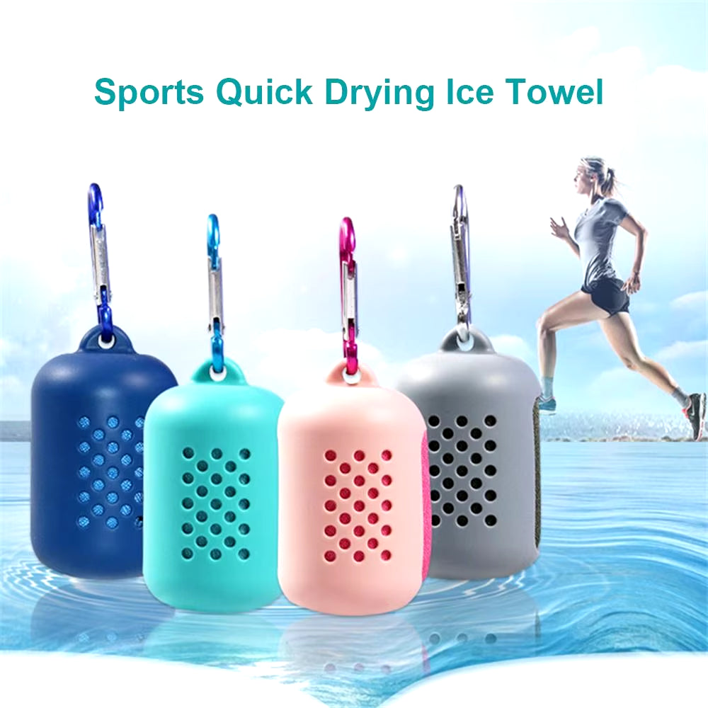 Mini Quick Dry Fitness Cool Towel Portable Microfiber Silica Gel Towel Silicone Bag Quick Drying Towel Sports