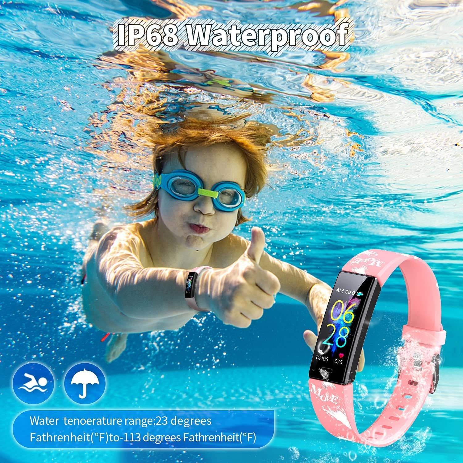 Ultimate Kids Fitness Tracker Smartwatch - IP68 Waterproof with 11 Sport Modes, Heart Rate Monitor, and Activity Alerts for Ages 6-16