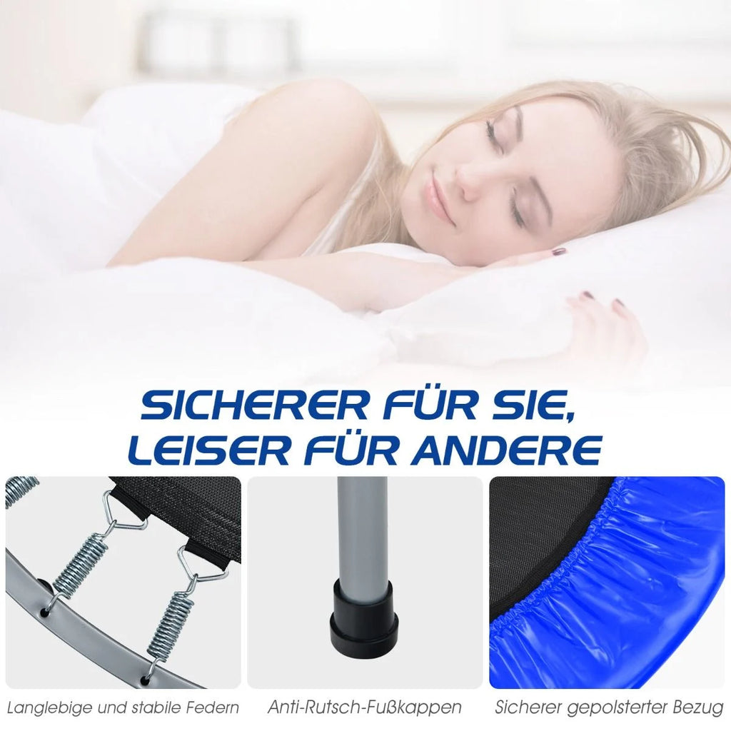 Ø101 Cm Klappbares Mini-Trampolin Fitness-Trampolin Mit Höhenverstellbarm Haltegriff