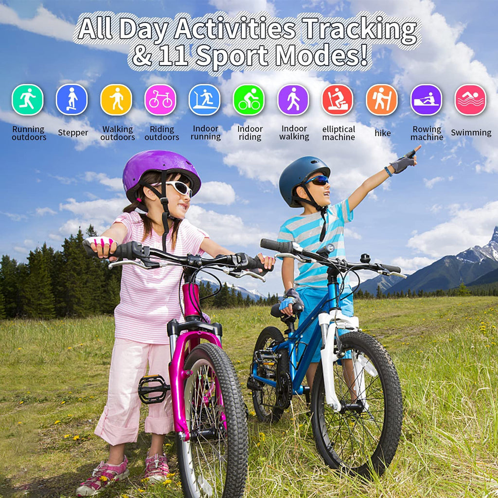 Ultimate Kids Fitness Tracker Smartwatch - IP68 Waterproof with 11 Sport Modes, Heart Rate Monitor, and Activity Alerts for Ages 6-16